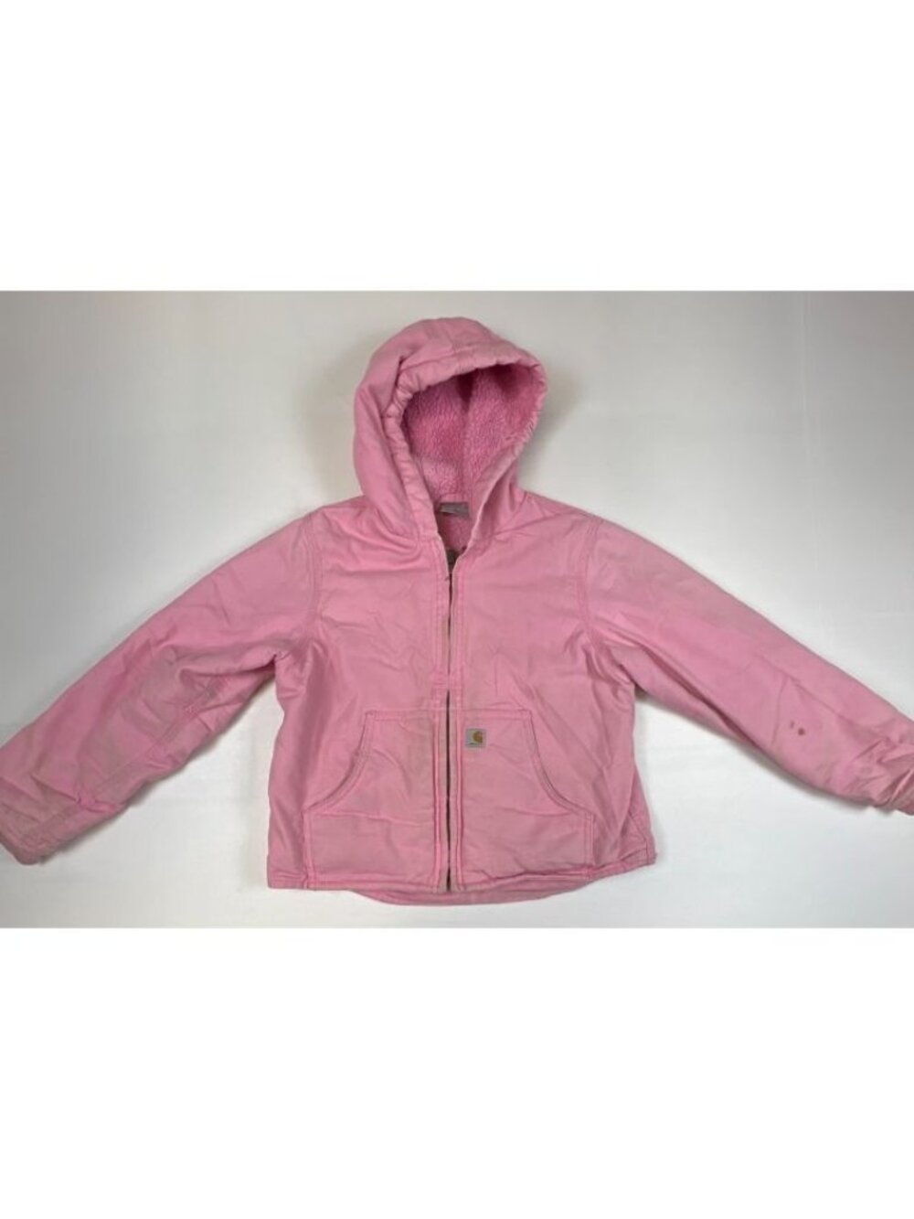 Carhartt Girls Size S 7/8 Pink Active Jacket Fleece Lined Hooded Canvas Work